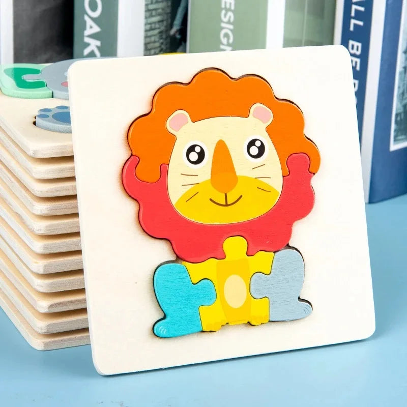 Wooden Puzzle Childrens Montessori Colorful Matching Shape Tangram Animals and More Educational Learning Cartoon Toys