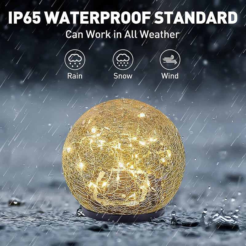 Solar LED Outdoor Waterproof Garden Cracked Glass LED Lights for Walkway, Path, Patio, Garden and Yard decoration