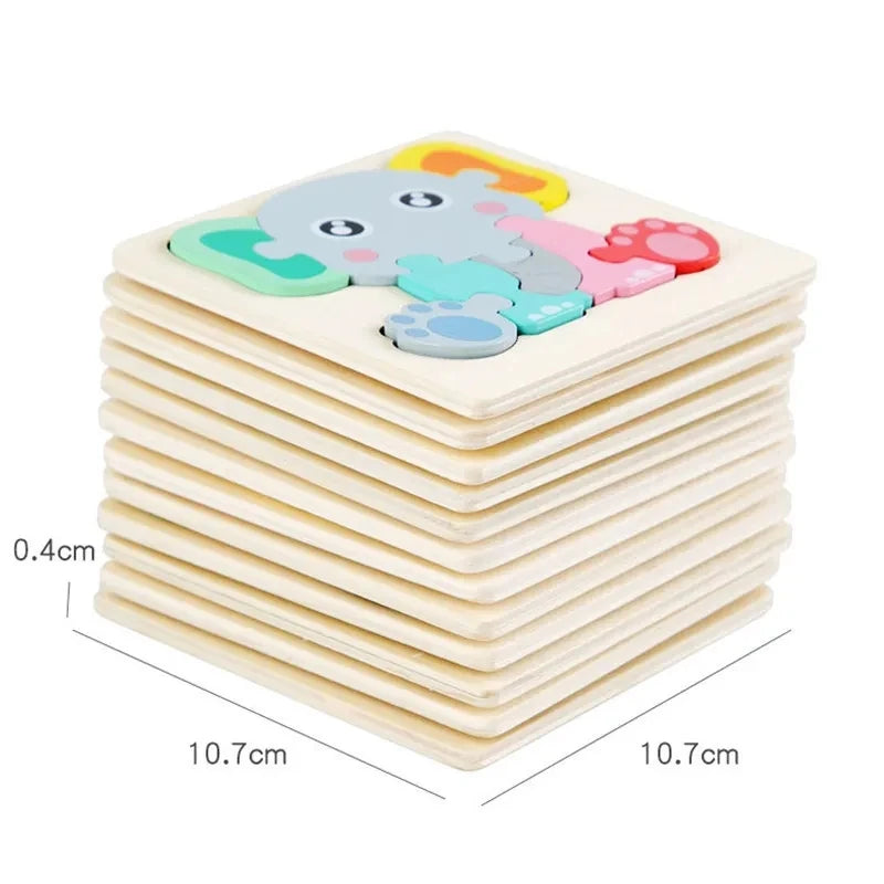 Wooden Puzzle Childrens Montessori Colorful Matching Shape Tangram Animals and More Educational Learning Cartoon Toys