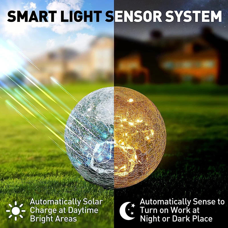 Solar LED Outdoor Waterproof Garden Cracked Glass LED Lights for Walkway, Path, Patio, Garden and Yard decoration