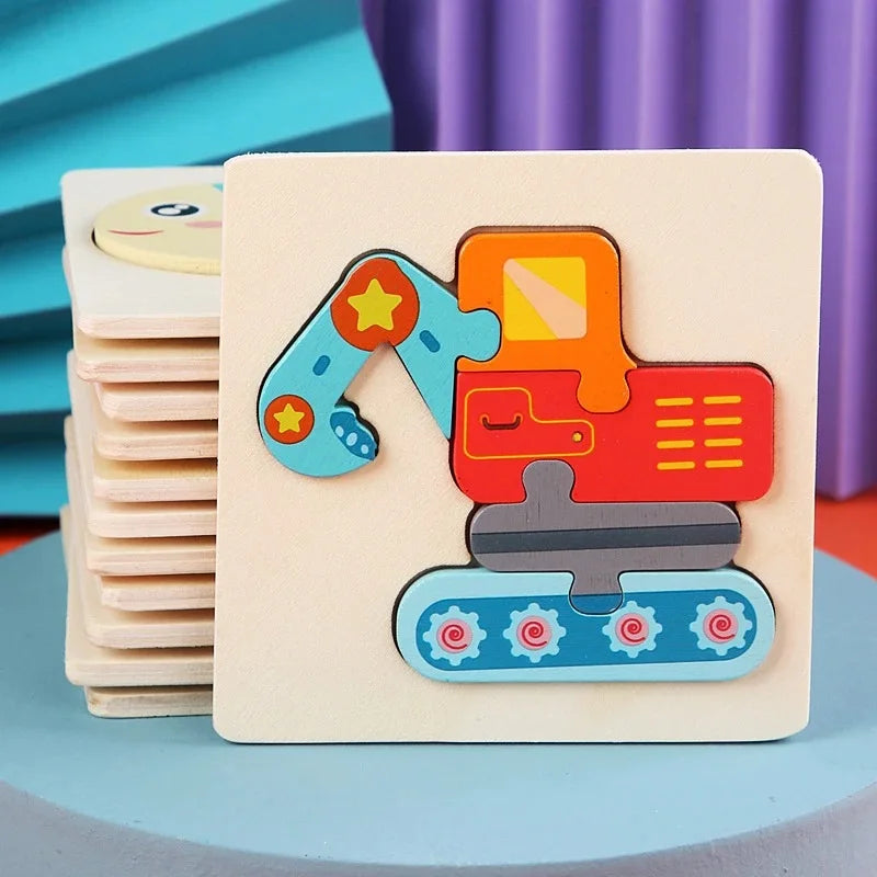 Wooden Puzzle Childrens Montessori Colorful Matching Shape Tangram Animals and More Educational Learning Cartoon Toys