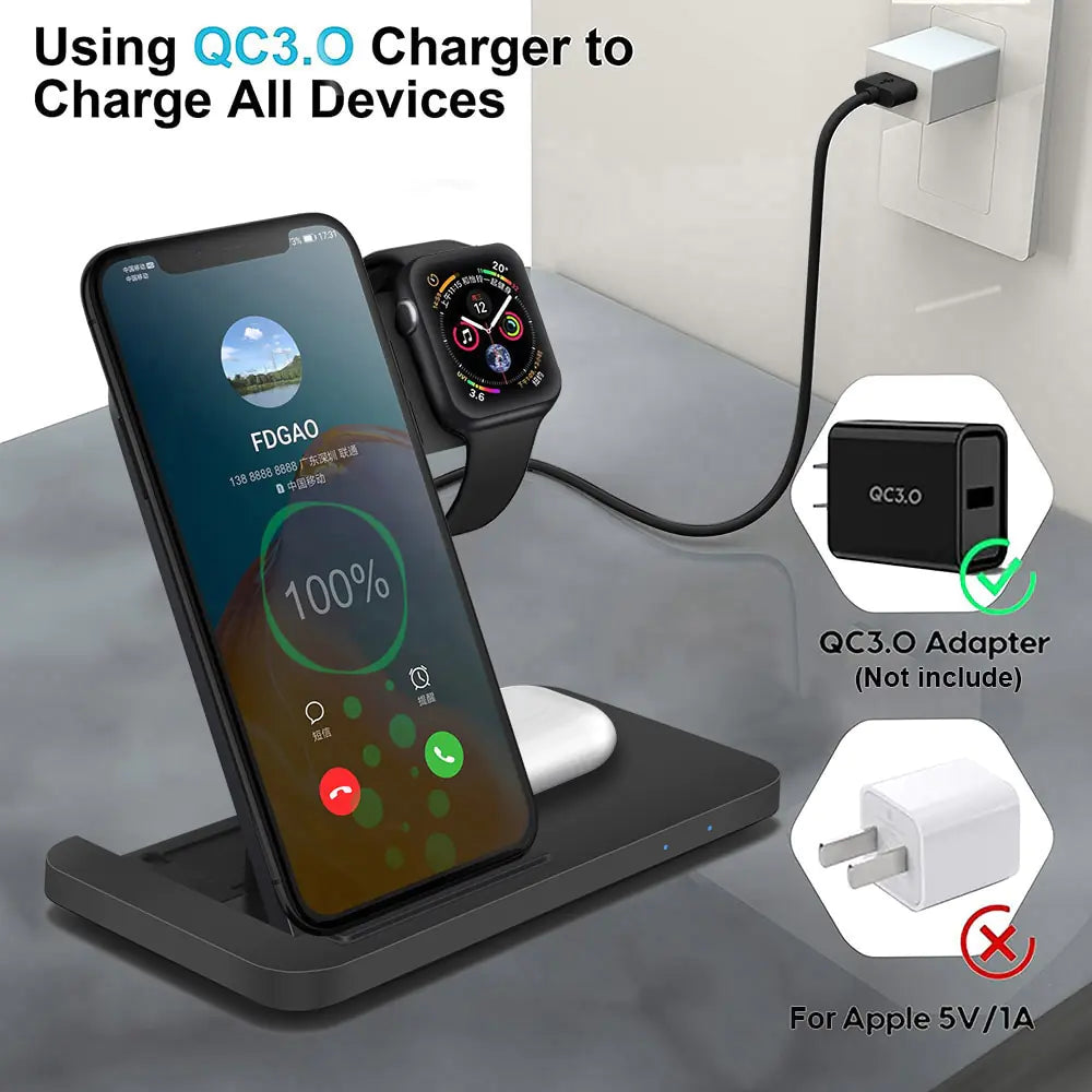 3-in-1 Wireless Fast Charger Station