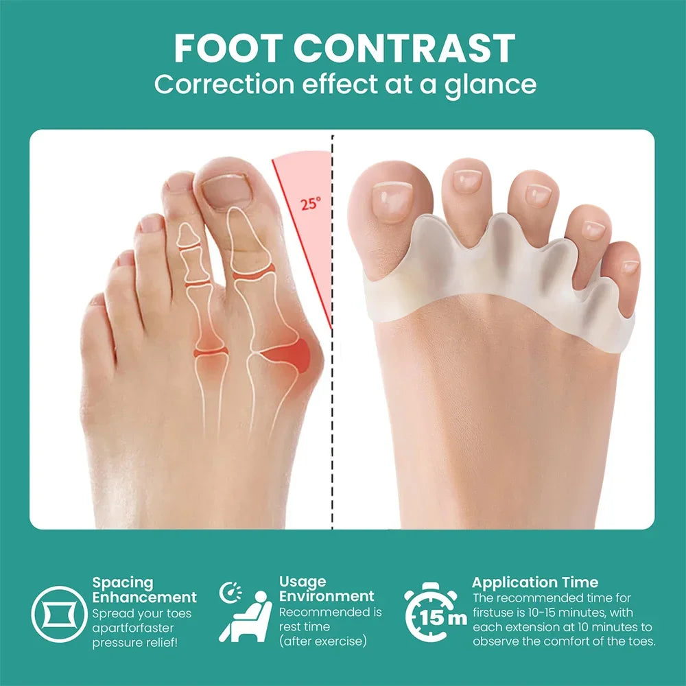 Foot care 1 Pair Soft Silicone Toe Separator, Bunion and Hammer Toe Corrector