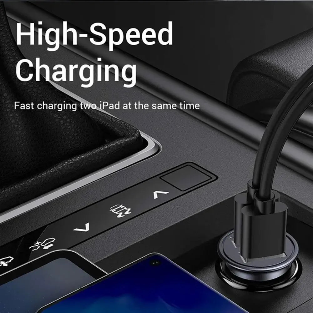 Car Charger Dual USB Port 2.4A 5V Fast Charging Cigarette Lighter Adapter For All Smart Phones