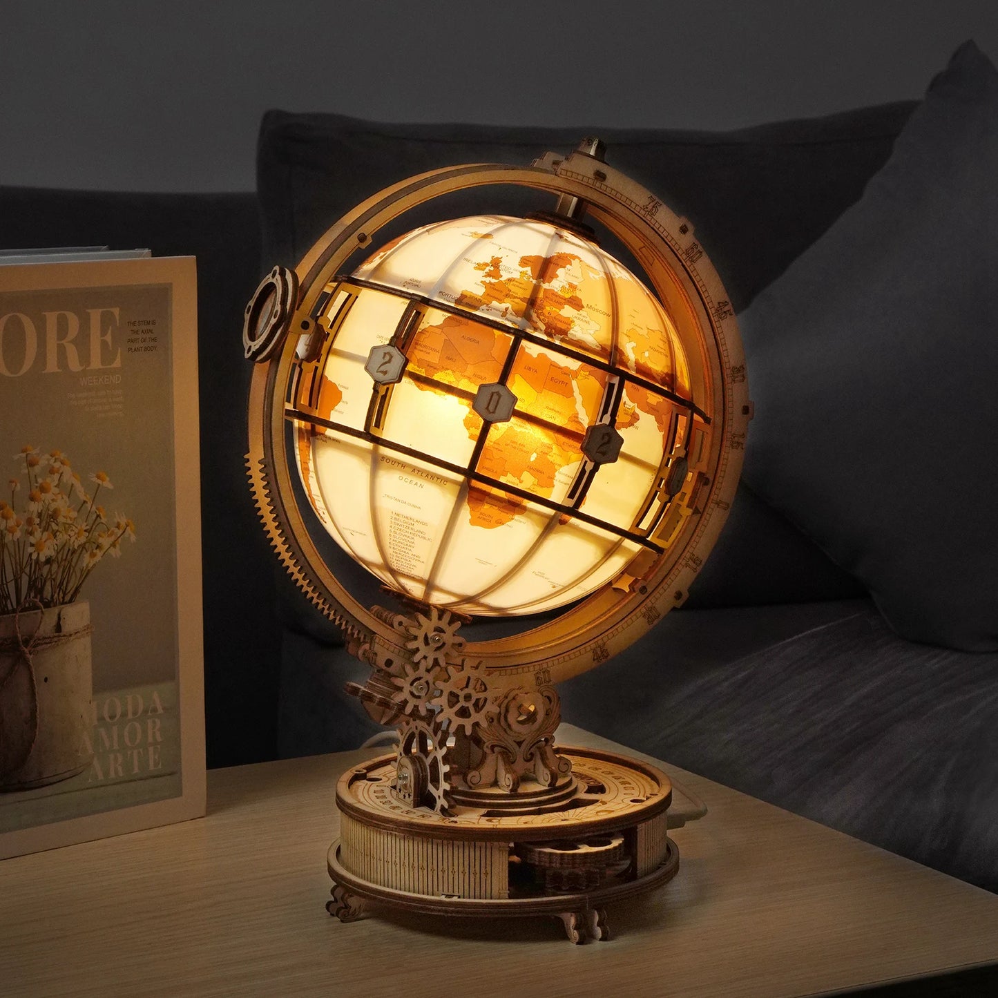 3D Wooden Puzzle Globe Lamp