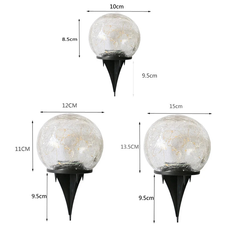 Solar LED Outdoor Waterproof Garden Cracked Glass LED Lights for Walkway, Path, Patio, Garden and Yard decoration