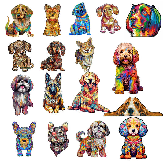 Jigsaw Wooden Puzzles Puppy Dog for Adults and Kids Entertainment