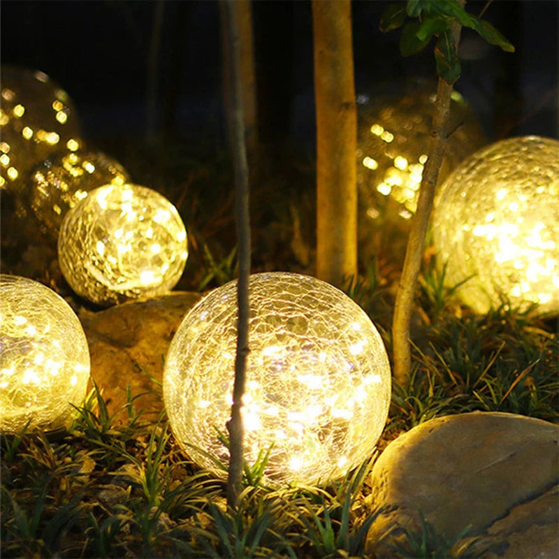 Solar LED Outdoor Waterproof Garden Cracked Glass LED Lights for Walkway, Path, Patio, Garden and Yard decoration