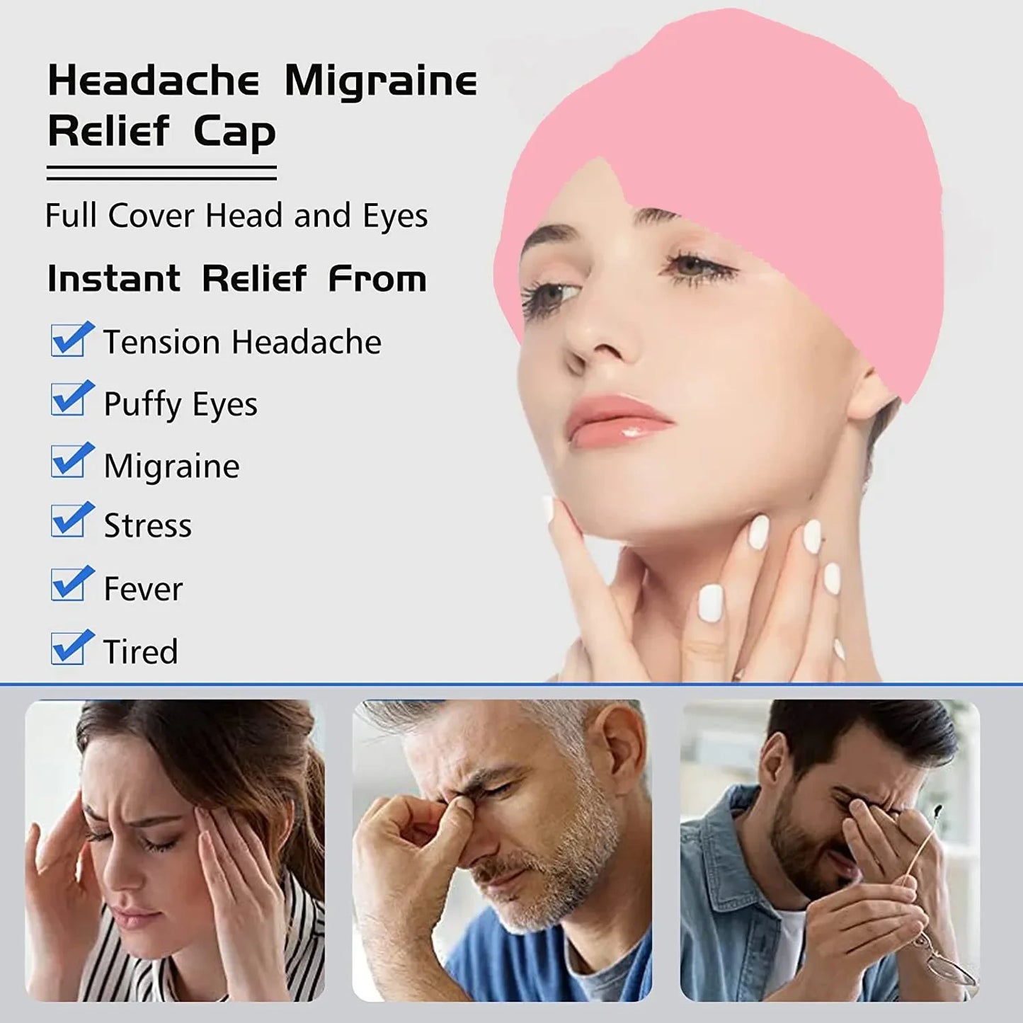 Migraine Headache Relief with This Form Fitting Gel Ice Cold Compress Therapy Cap