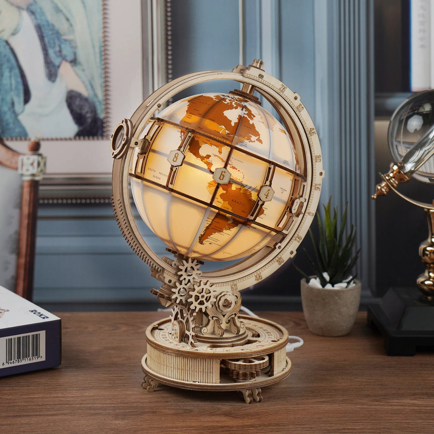 3D Wooden Puzzle Globe Lamp