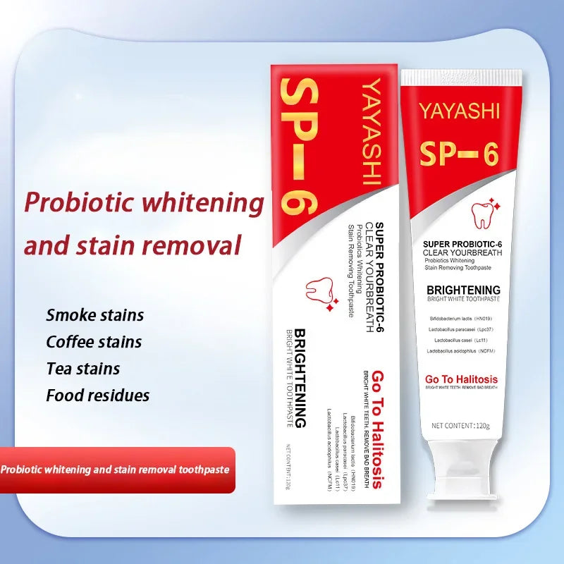 Probiotic Whitening Toothpaste With SP-6 Removes Plaque and Stains for Clean Fresh Breath