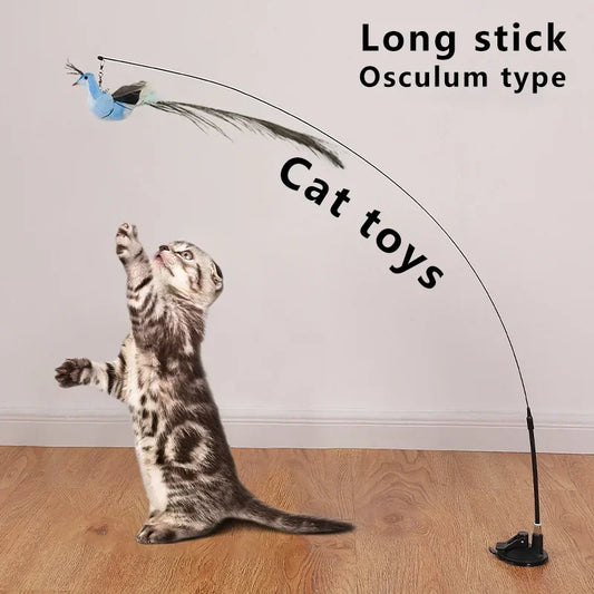 Interactive Feather On Stick Cat Toy